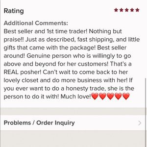 💗Sharing a rating I received💗